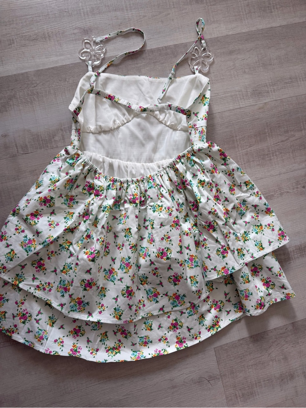 For Love And Lemons White  dress with Multicolor Floral Trim - Picture 9 of 13